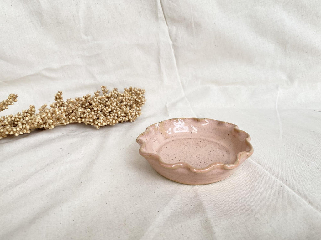 Handmade Ceramic Ring Dish: Coral Pink Jewelry Holder