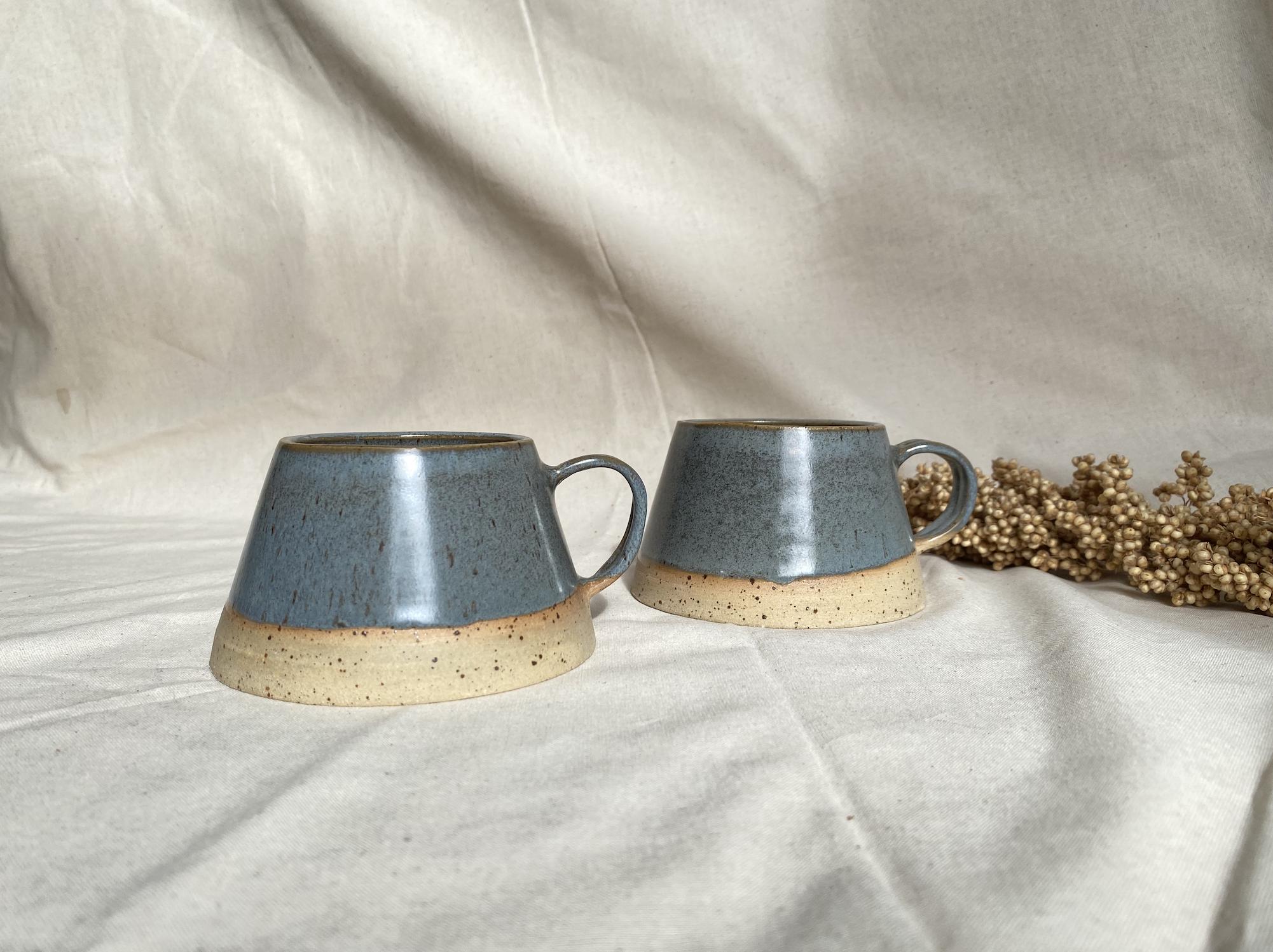 Handmade Stoneware Coffee Mug: Modern Midnight Blue Ceramic Cup