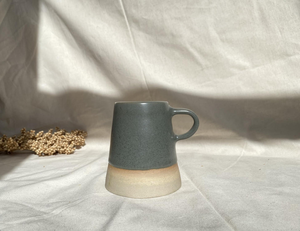 Handmade Cappuccino Mug with Double Handle: Modern Studio Pottery