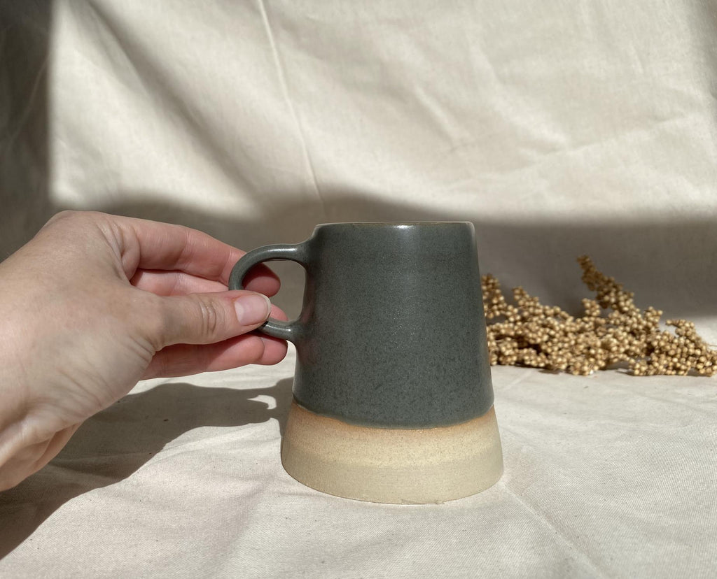 Handmade Cappuccino Mug with Double Handle: Modern Studio Pottery