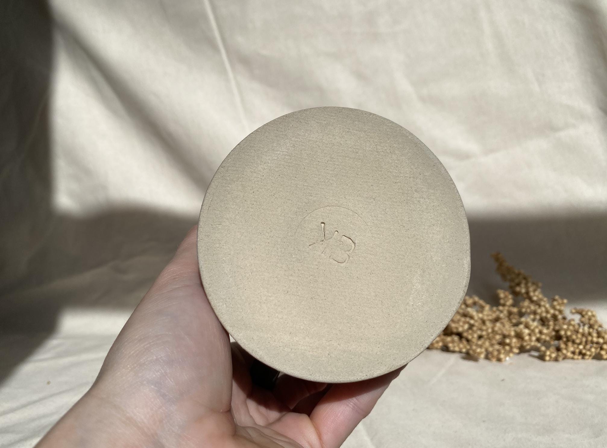 Handmade Cappuccino Mug with Double Handle: Modern Studio Pottery