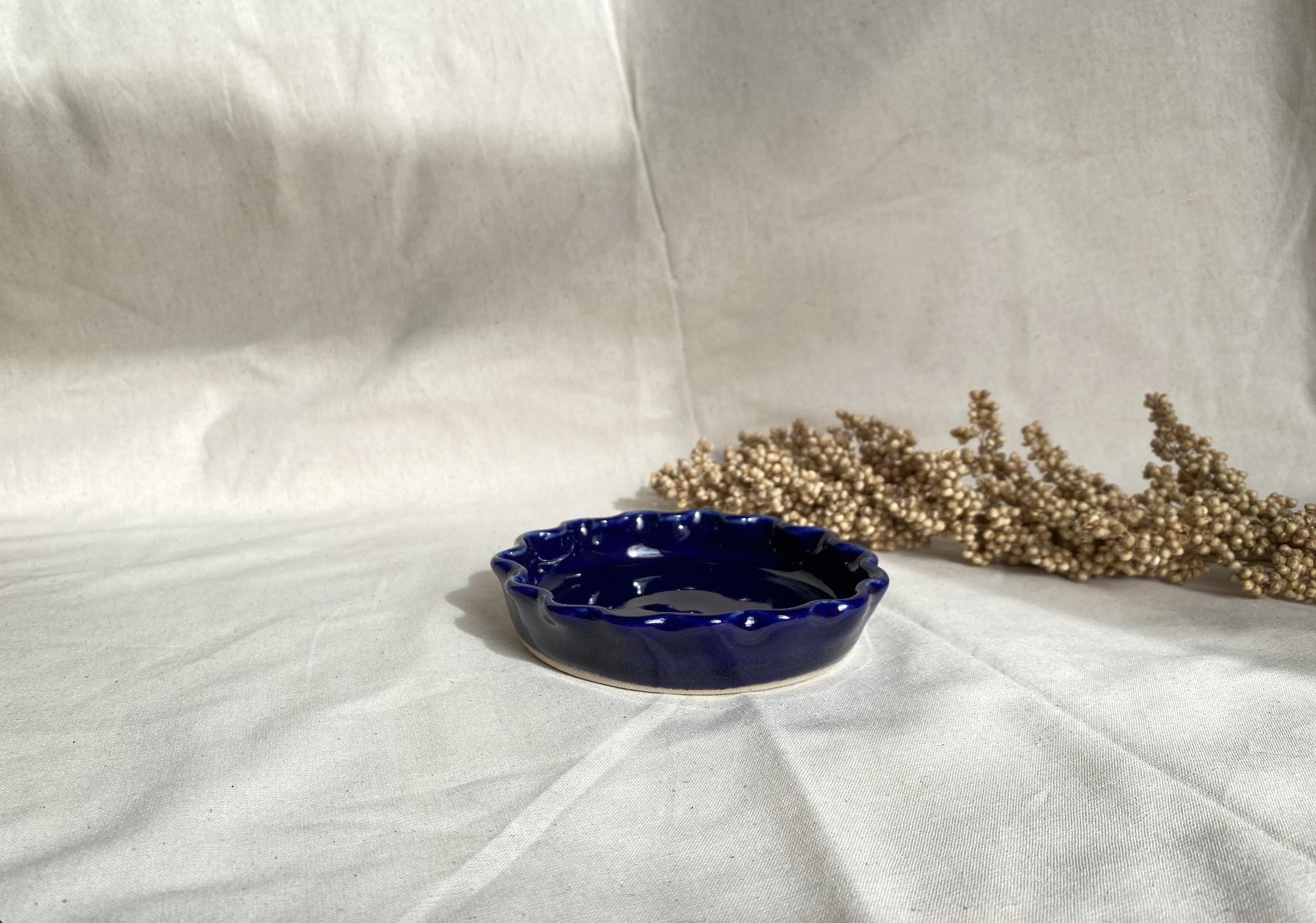 Handmade Ceramic Ring Dish: Deep Blue Jewelry Holder