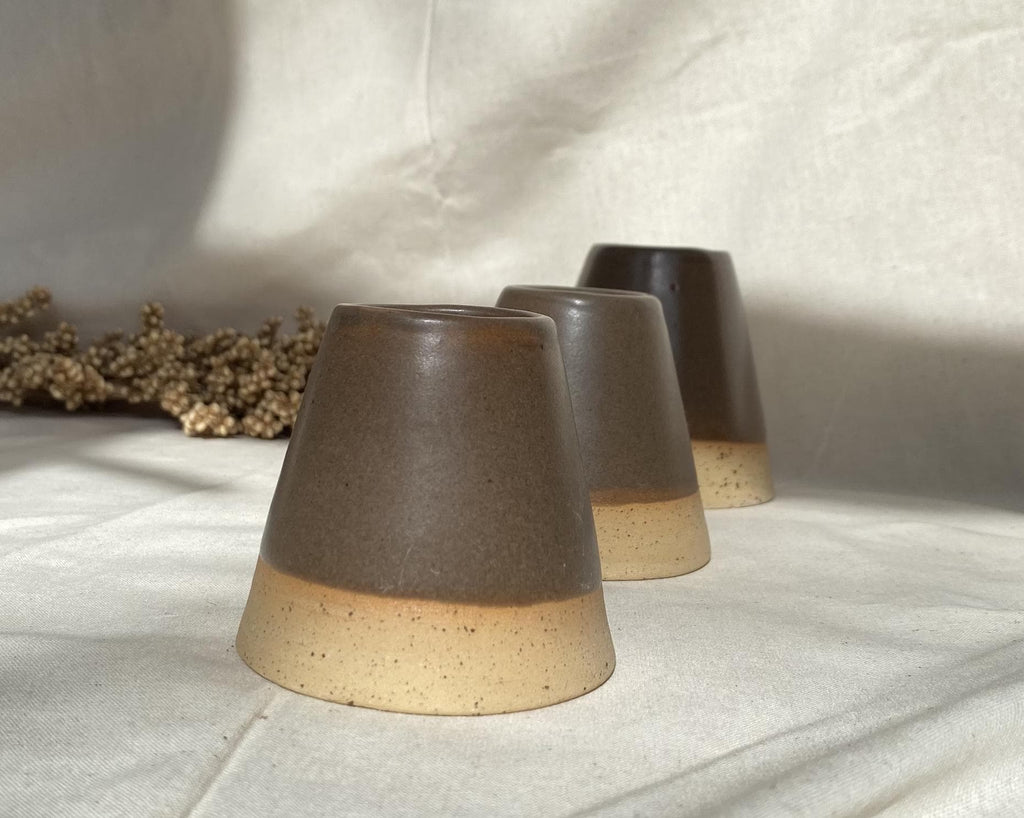 Handmade Ceramic Bud Vase: Chestnut Glaze, Minimalist Decor