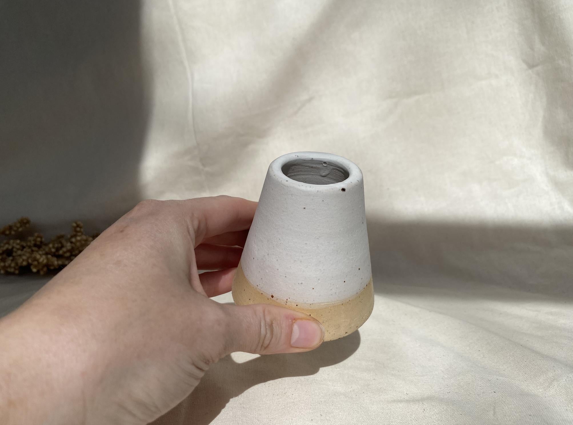 Handmade Ceramic Bud Vase: Matte White Glaze, Minimalist Decor