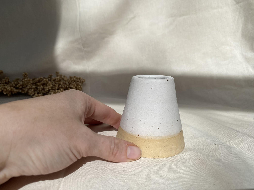 Handmade Ceramic Bud Vase: Matte White Glaze, Minimalist Decor