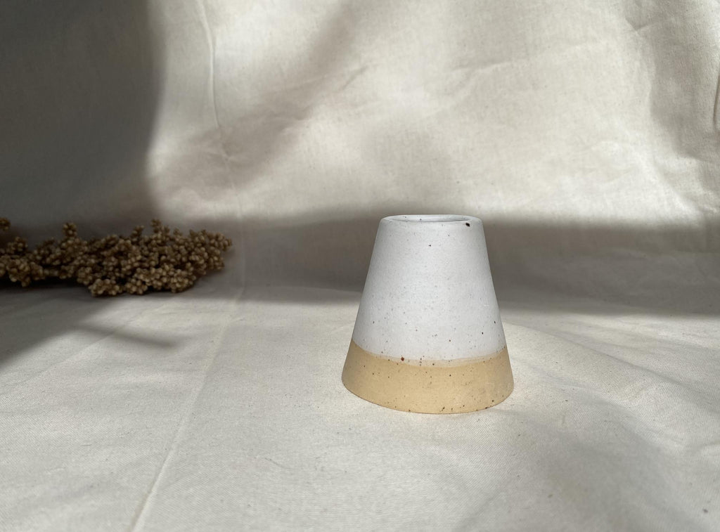 Handmade Ceramic Bud Vase: Matte White Glaze, Minimalist Decor