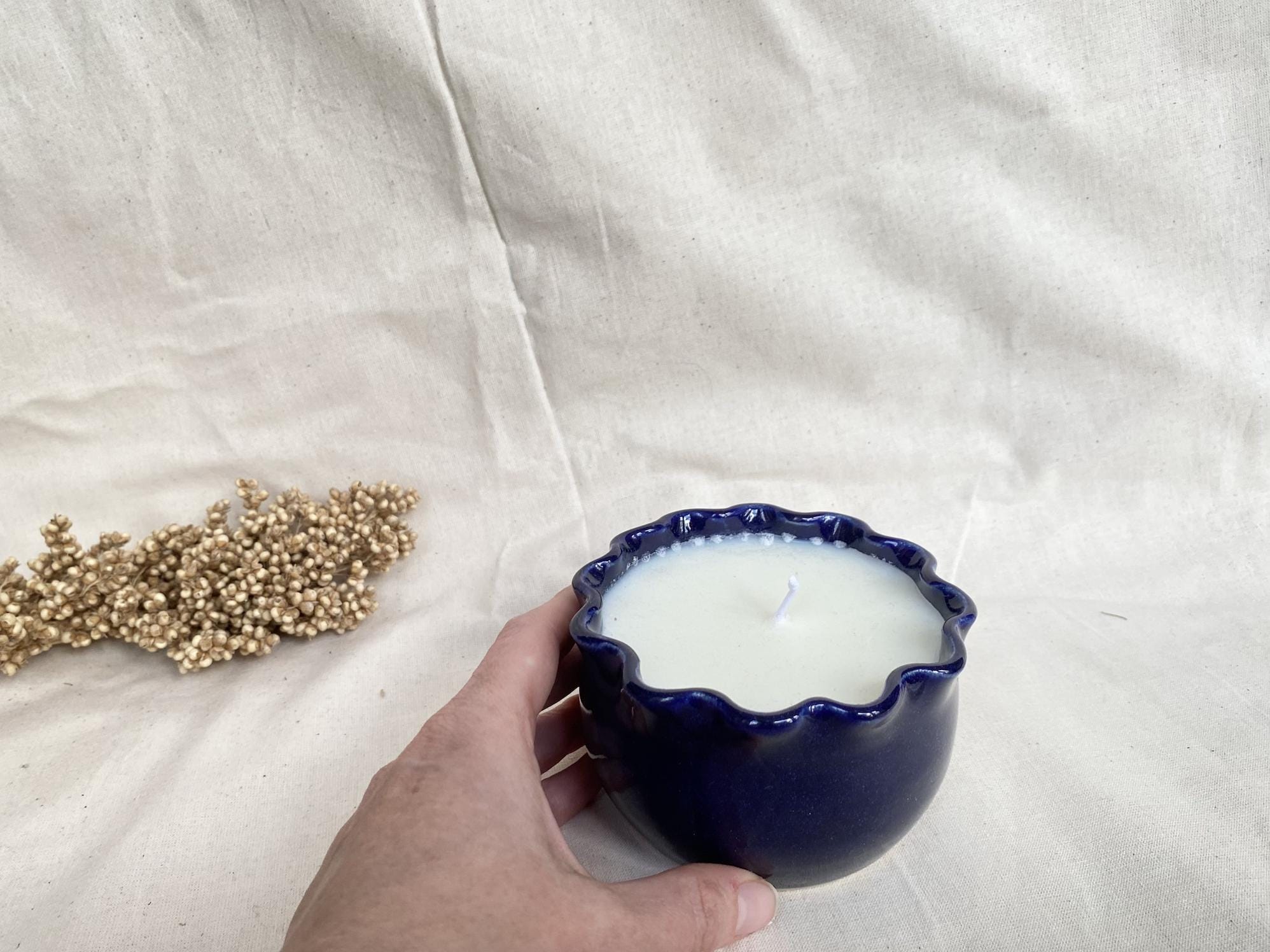 Soy Wax Candle: Handmade Ceramic Cup, Non-Toxic