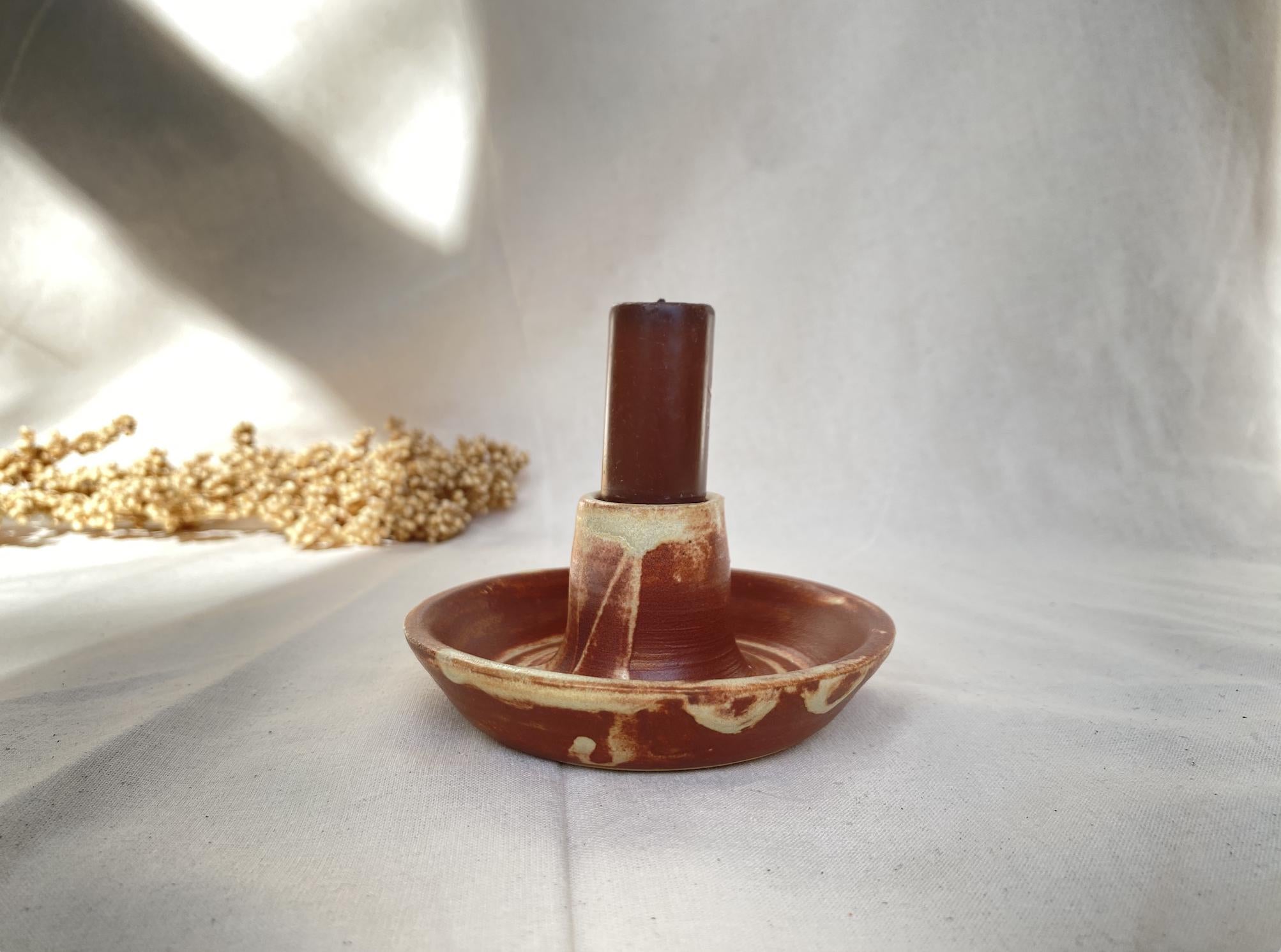 Handmade Ceramic Candle Stick Holder: Rustic Taper Holder