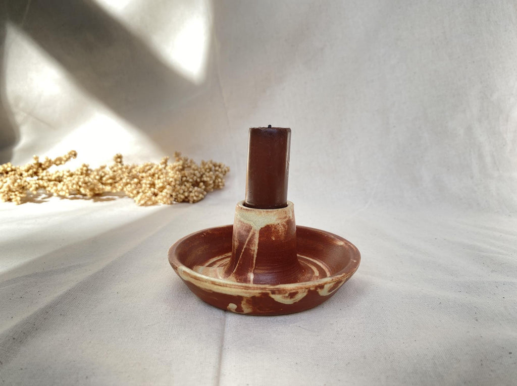 Handmade Ceramic Candle Stick Holder: Rustic Taper Holder
