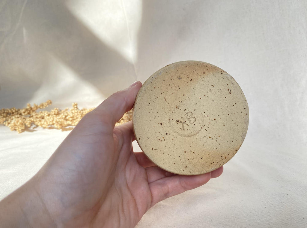 Handmade Ceramic Bud Vase with Ruffled Rim: Warm Chestnut Glaze