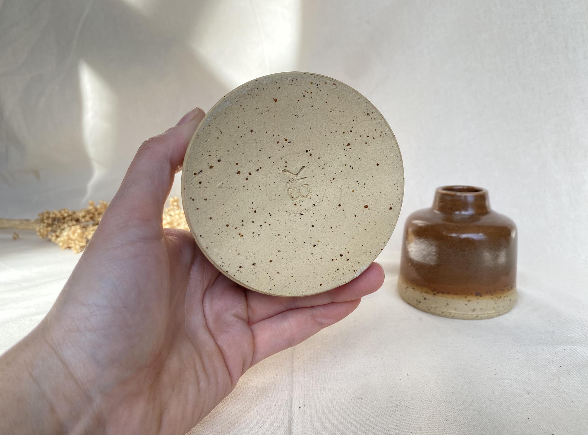 Handmade Ceramic Bud Vase: Warm Chestnut Glaze