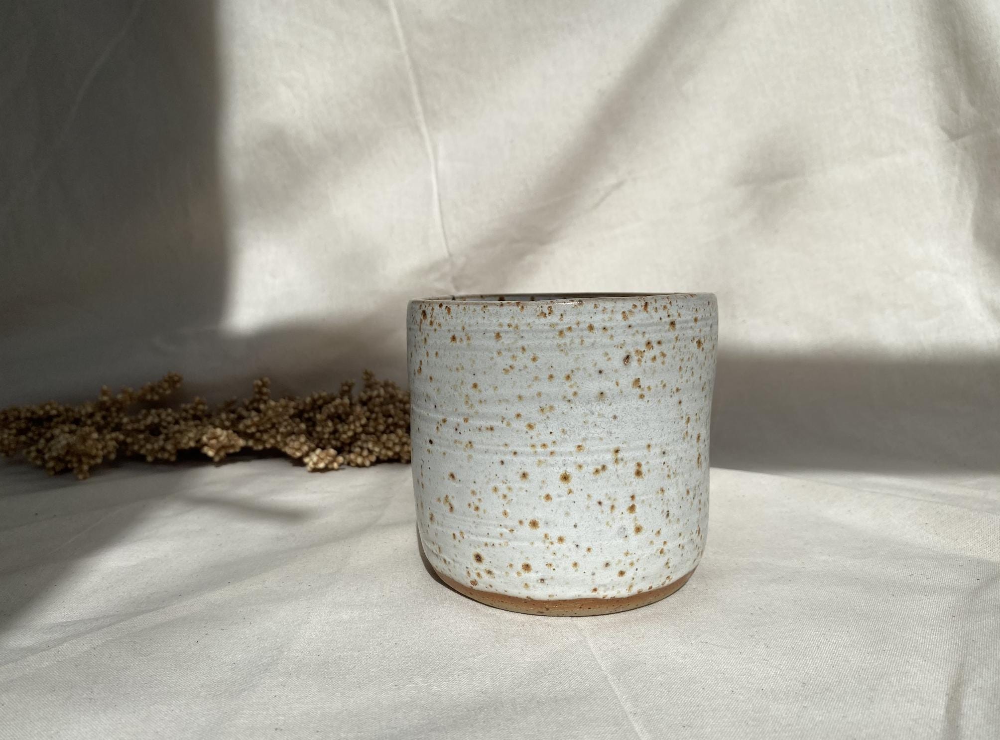 Handmade Speckled Ceramic Planter Pot: Neutral Indoor Planter