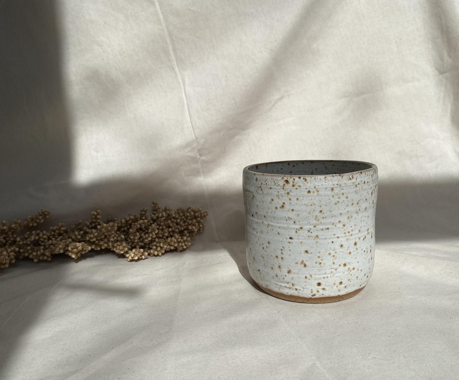 Handmade Speckled Ceramic Planter Pot: Neutral Indoor Planter