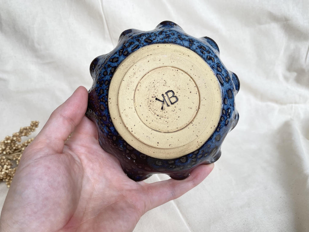 Handmade Ceramic Ring Dish: Spotted Blue Jewelry Holder