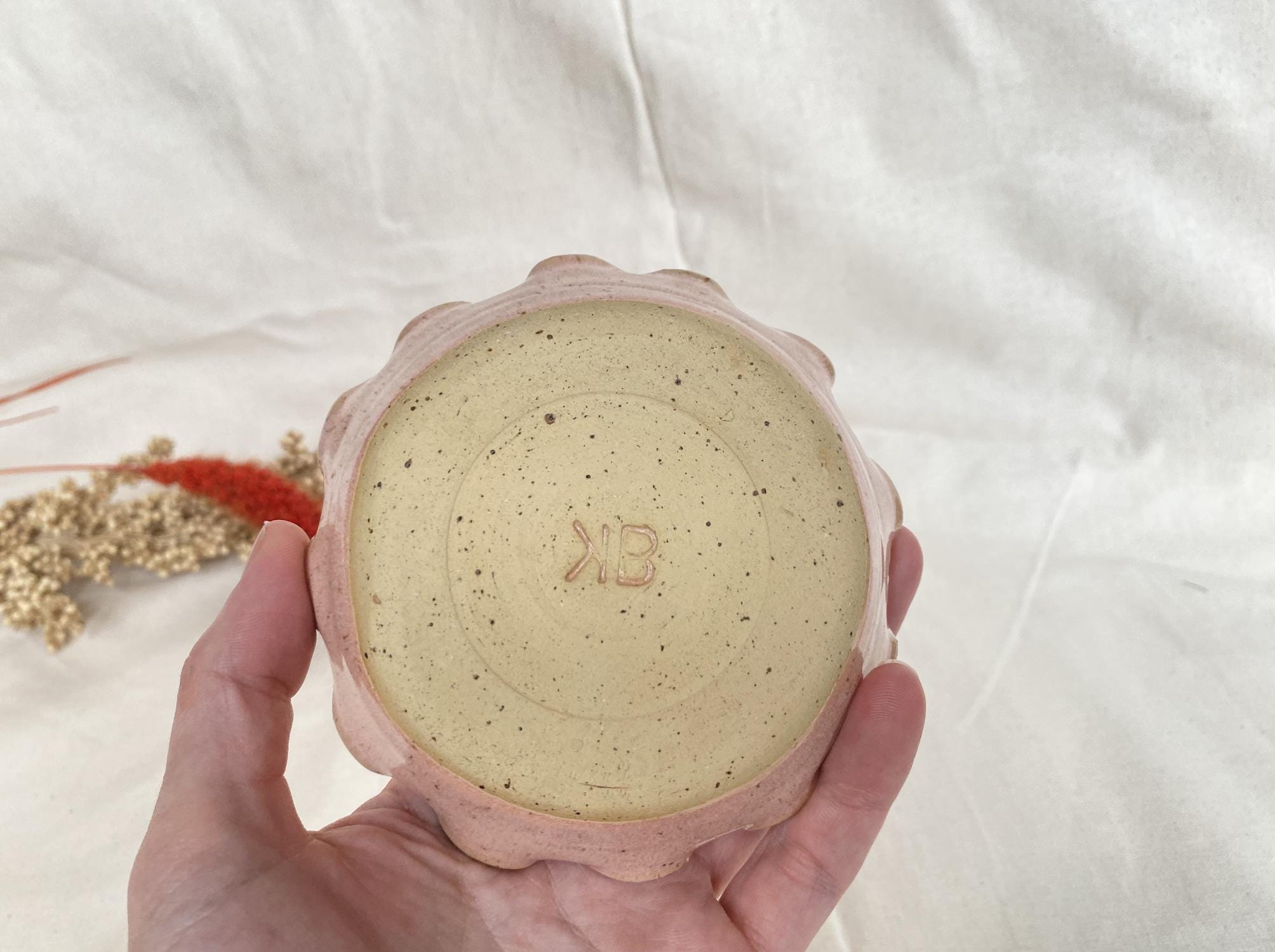 Handmade Ceramic Ring Dish: Coral Pink Jewelry Holder