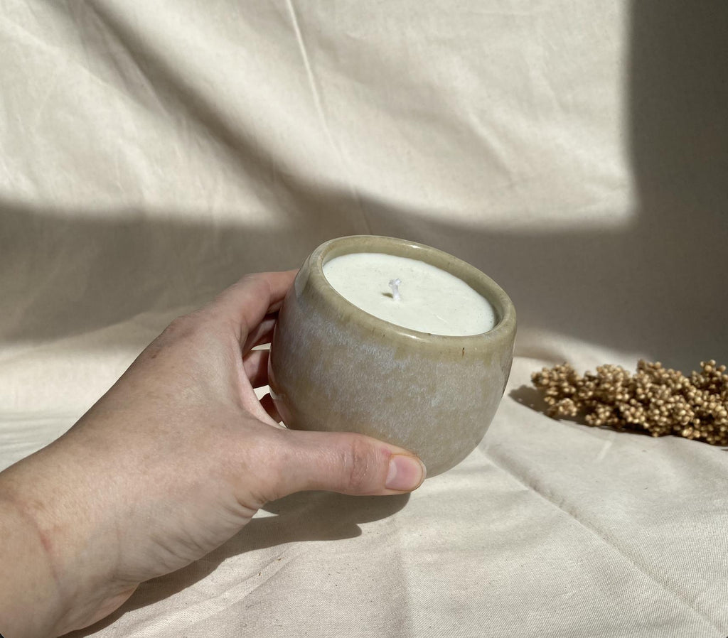 Eucalyptus Soy Wax Candle: Handmade Ceramic Cup, Non-Toxic