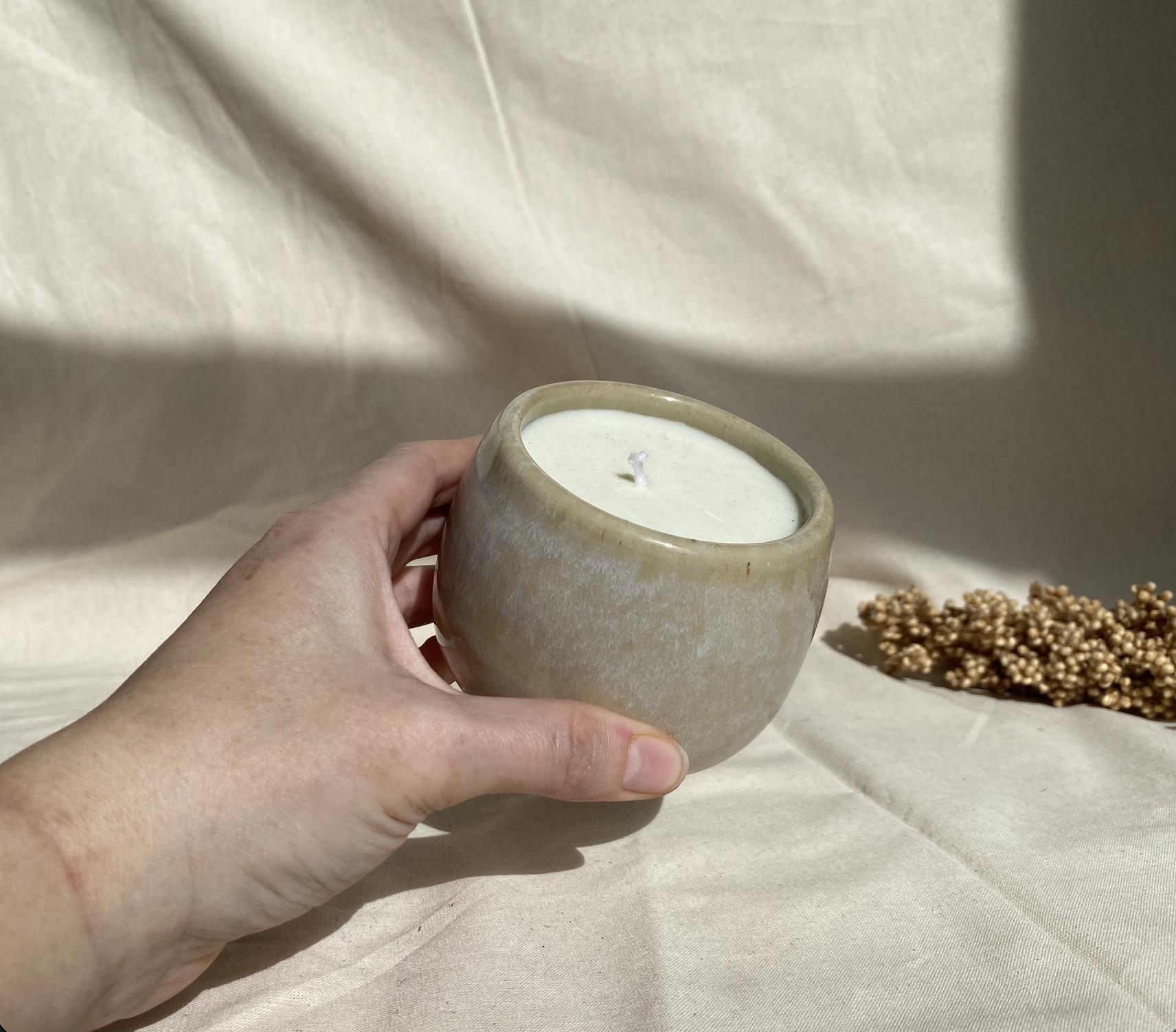 Eucalyptus Soy Wax Candle: Handmade Ceramic Cup, Non-Toxic
