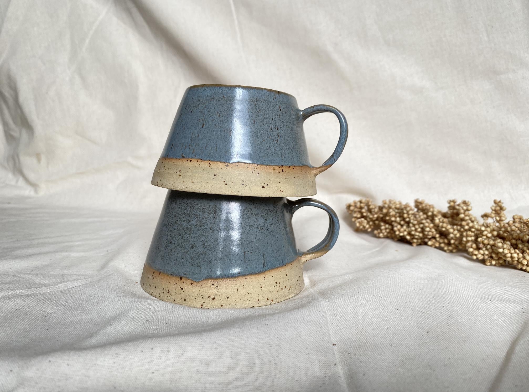 Handmade Stoneware Coffee Mug: Modern Midnight Blue Ceramic Cup