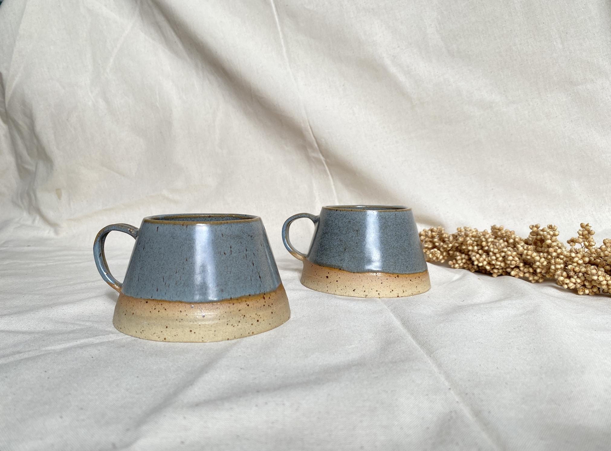 Handmade Stoneware Coffee Mug: Modern Midnight Blue Ceramic Cup