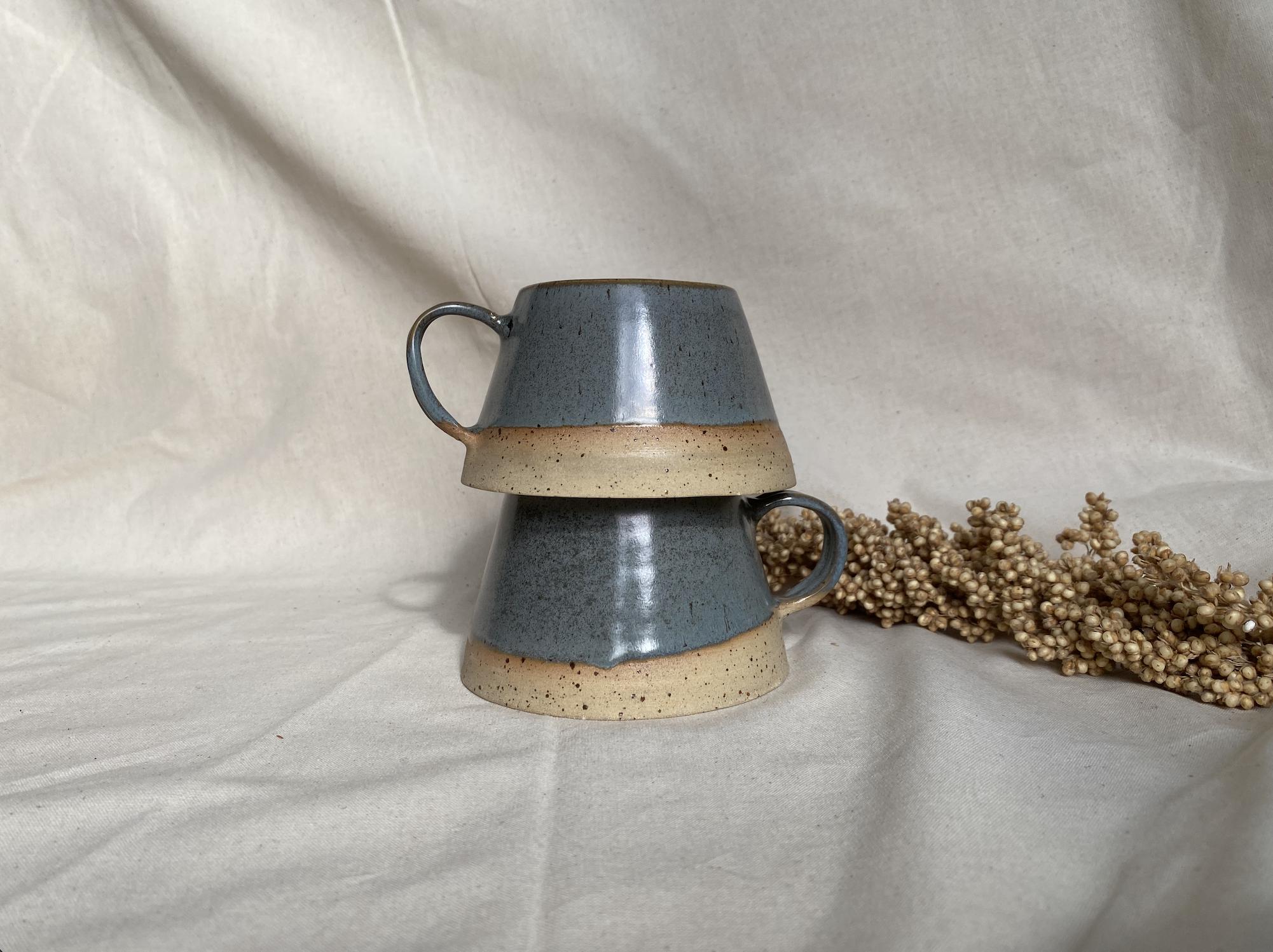 Handmade Stoneware Coffee Mug: Modern Midnight Blue Ceramic Cup