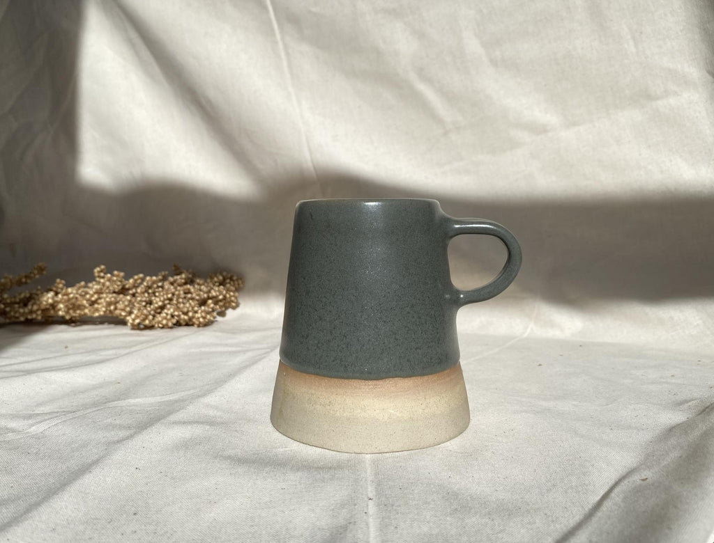 Handmade Cappuccino Mug with Double Handle: Modern Studio Pottery