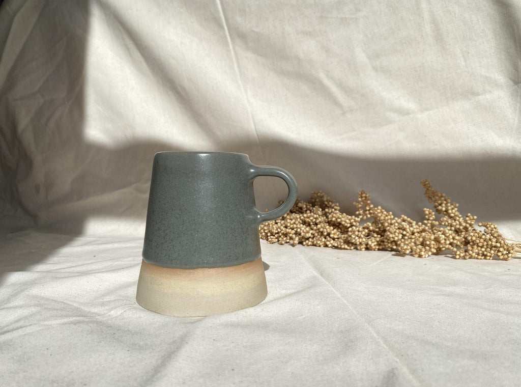 Handmade Cappuccino Mug with Double Handle: Modern Studio Pottery
