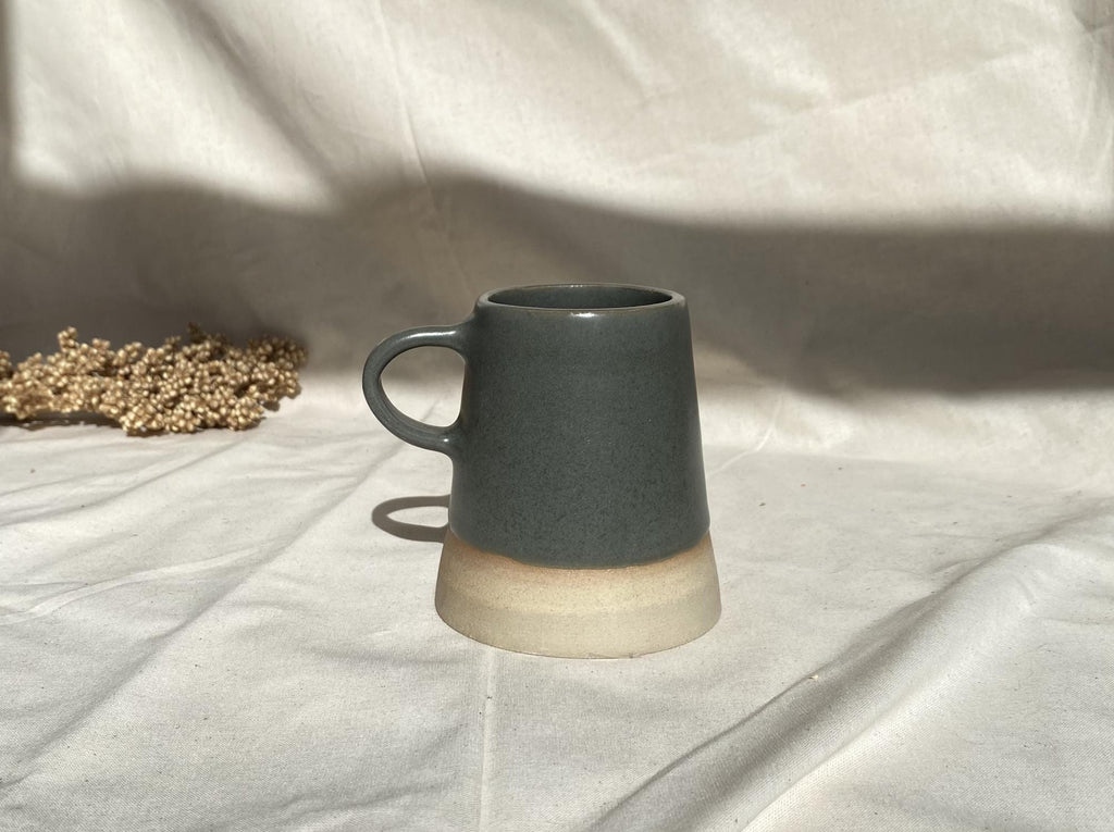 Handmade Cappuccino Mug with Double Handle: Modern Studio Pottery