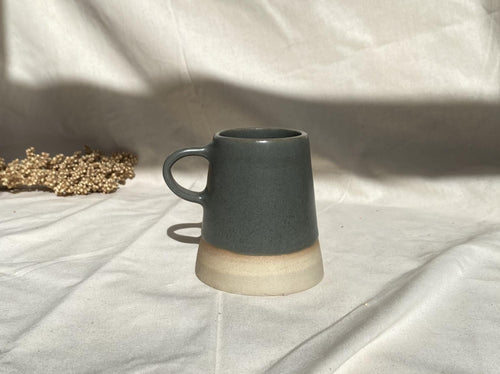 Handmade Cappuccino Mug with Double Handle: Modern Studio Pottery