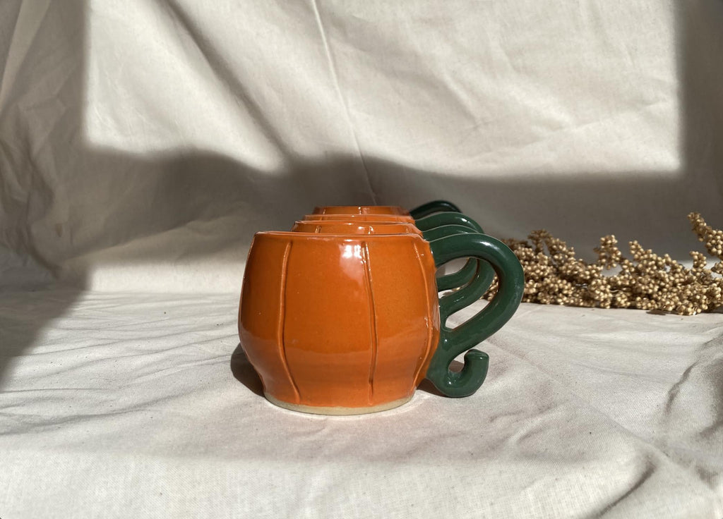Handmade Ceramic Pumpkin Mug: Fall Coffee Cup