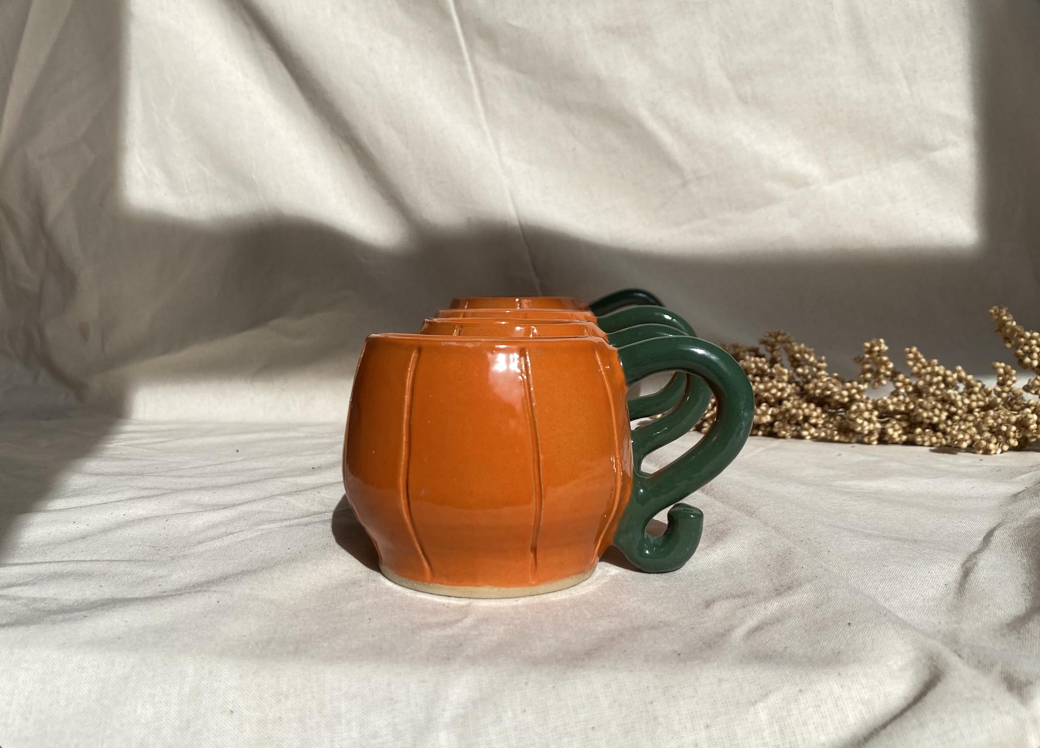 Handmade Ceramic Pumpkin Mug: Fall Coffee Cup