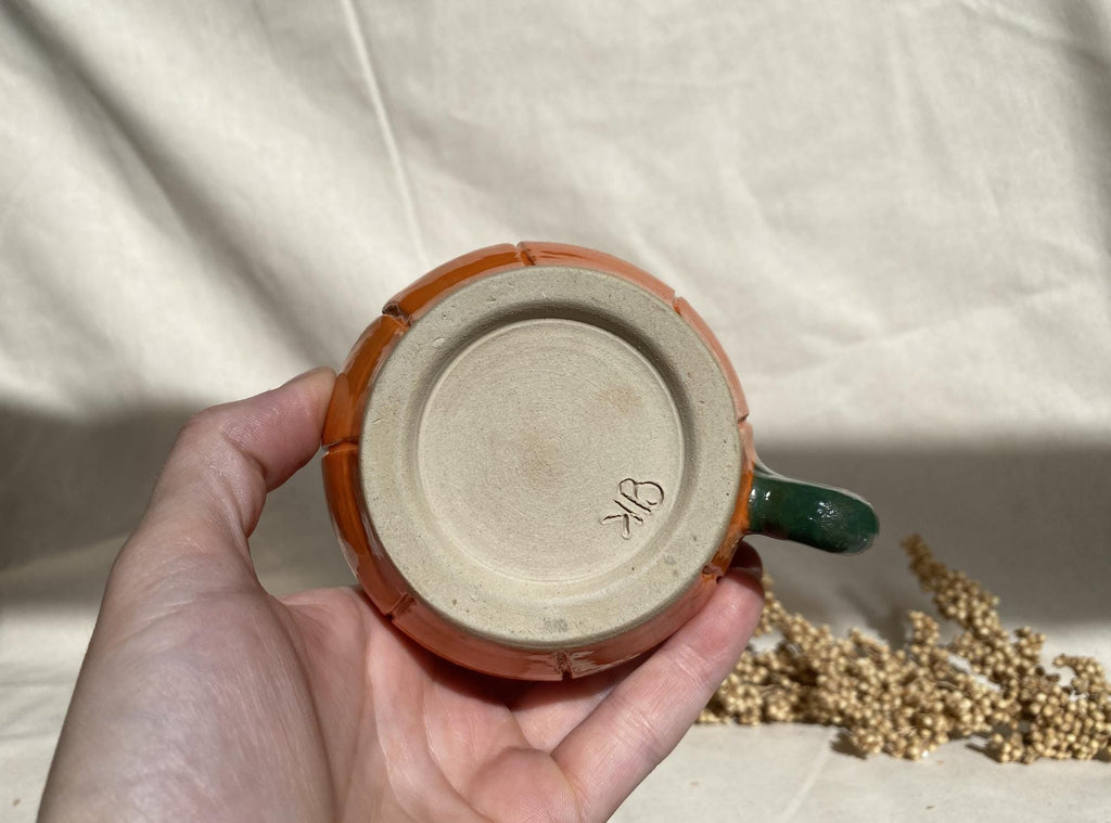 Handmade Ceramic Pumpkin Mug: Fall Coffee Cup