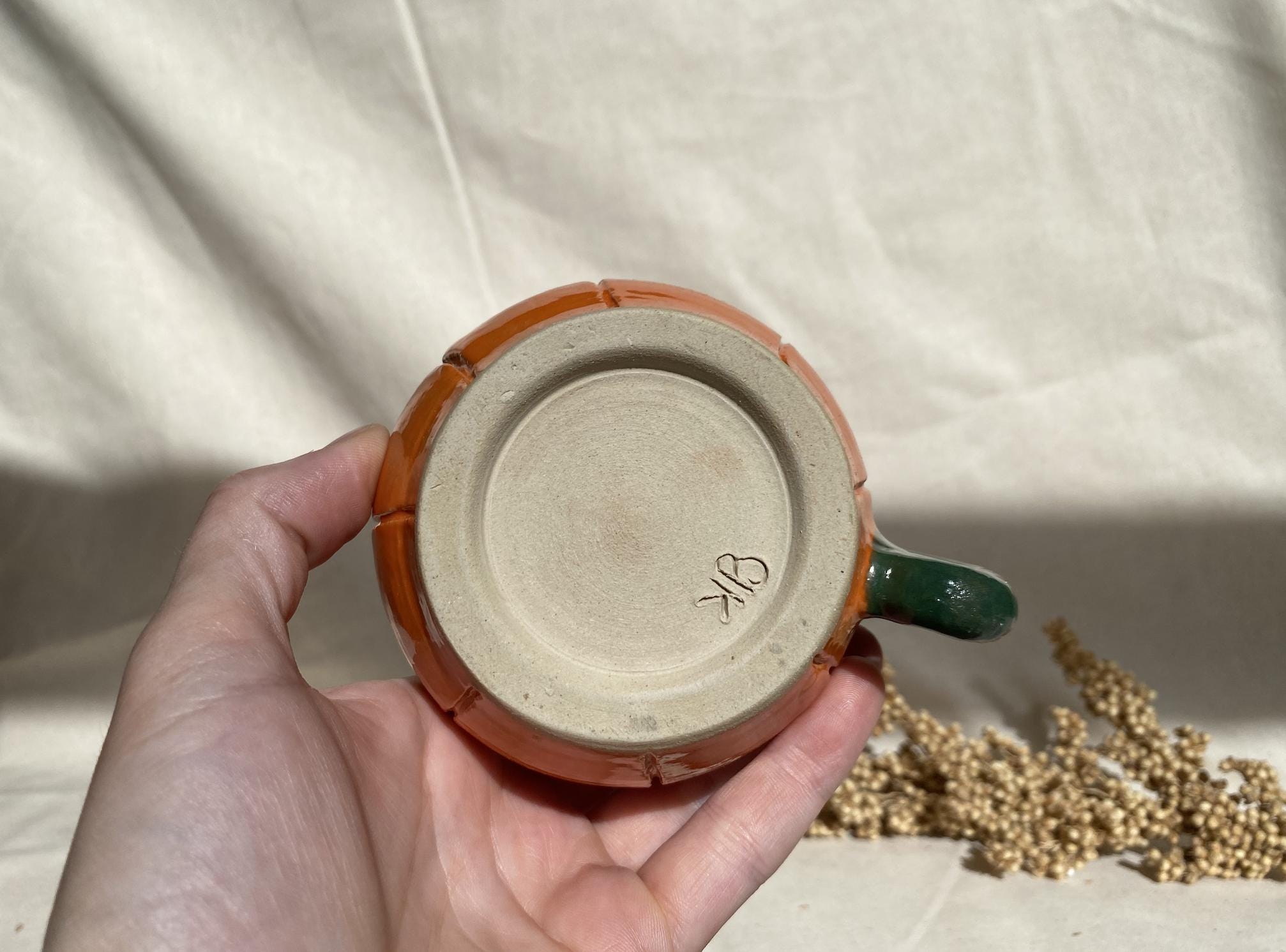 Handmade Ceramic Pumpkin Mug: Fall Coffee Cup