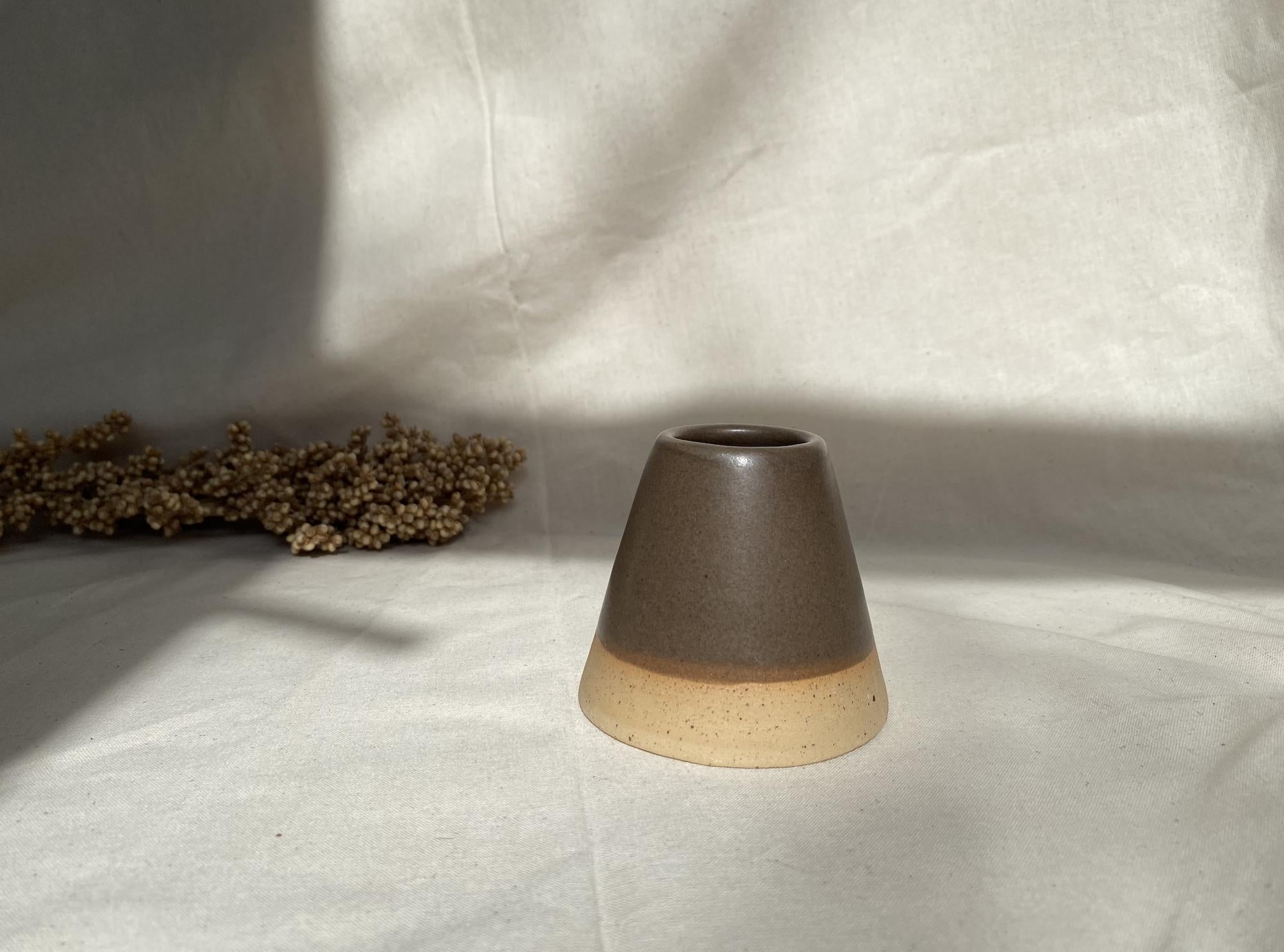 Handmade Ceramic Bud Vase: Chestnut Glaze, Minimalist Decor