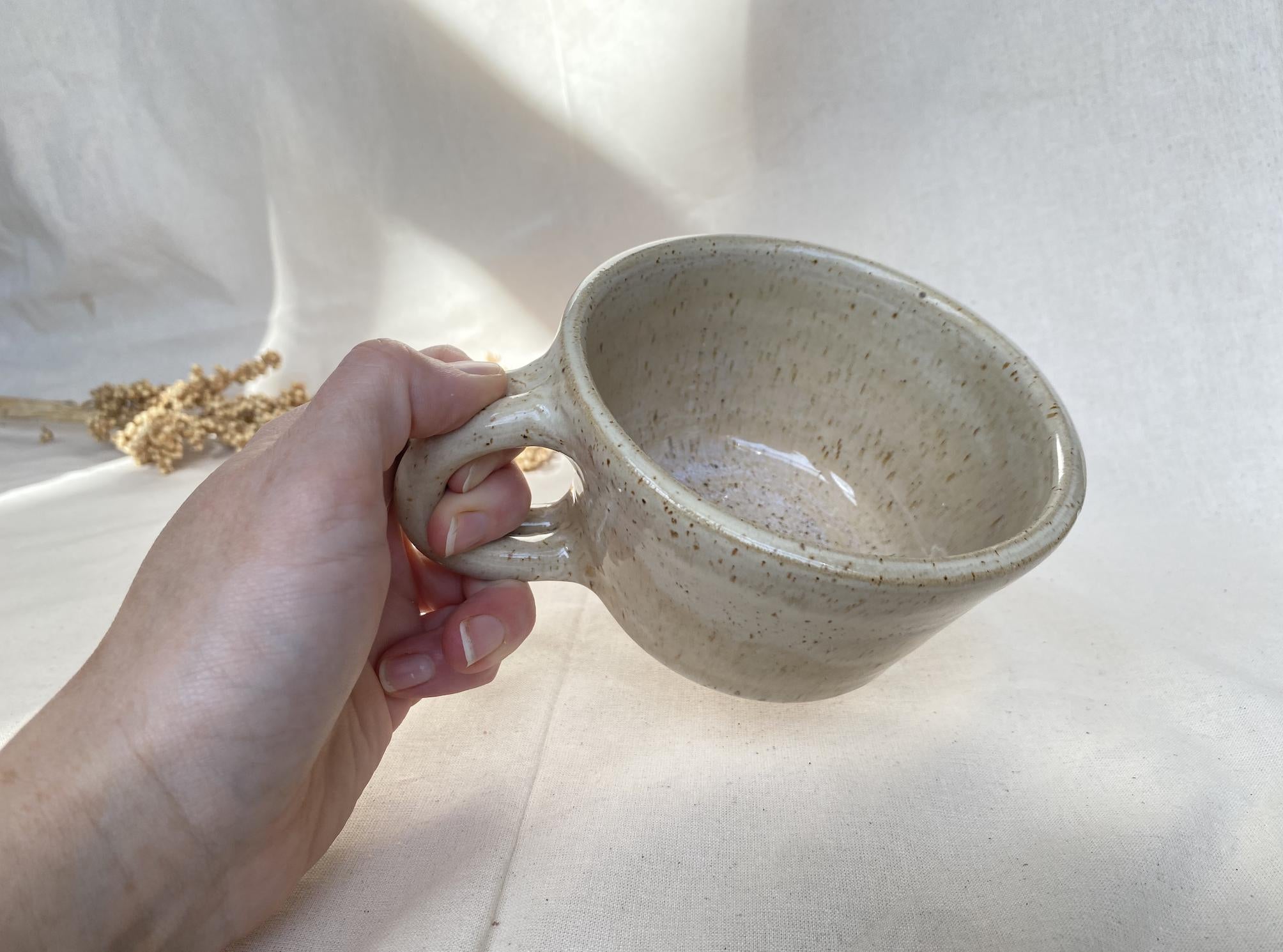 Handmade Stoneware Coffee Mug: Rustic Ceramic Cappuccino Cup