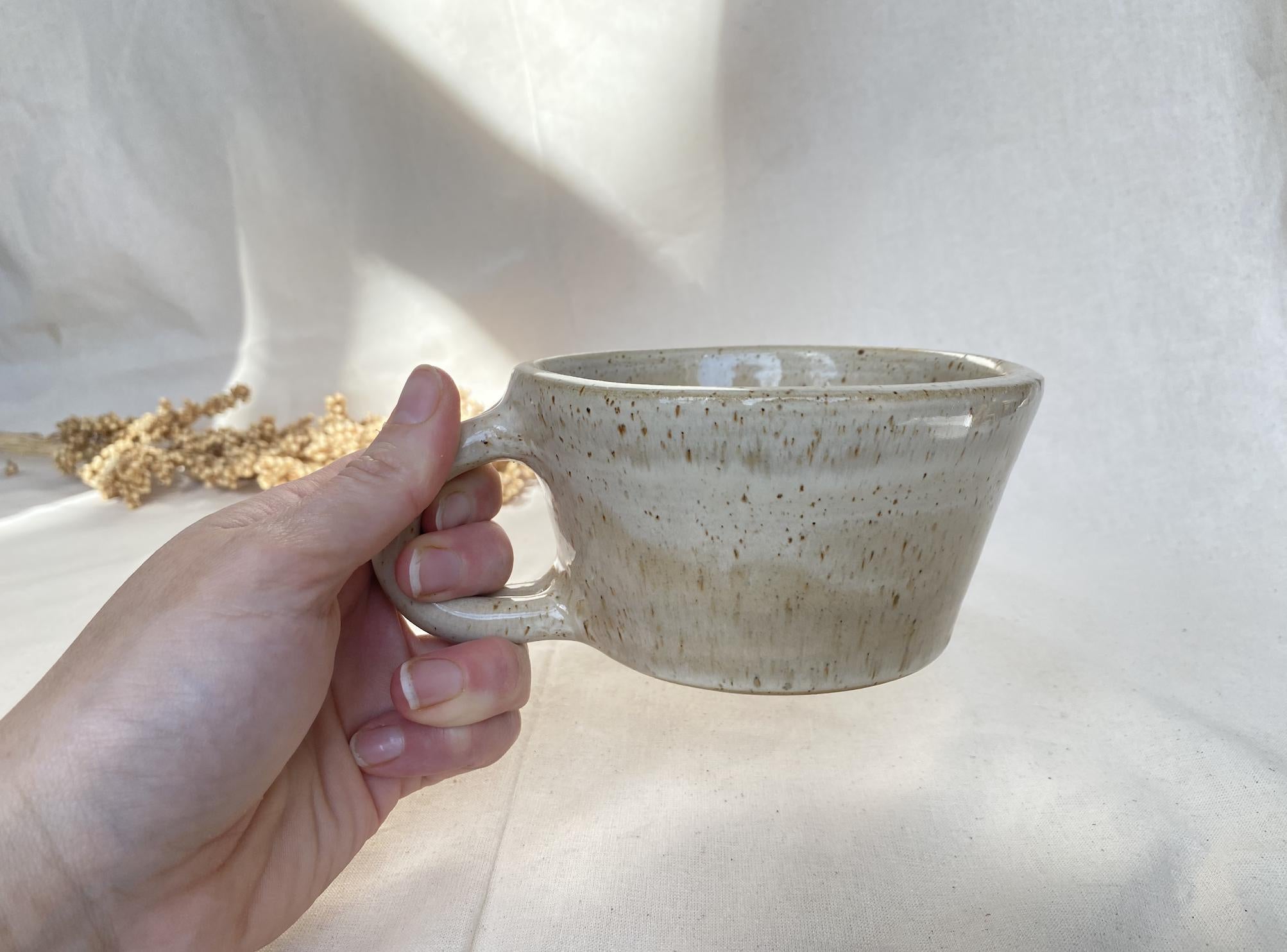 Handmade Stoneware Coffee Mug: Rustic Ceramic Cappuccino Cup