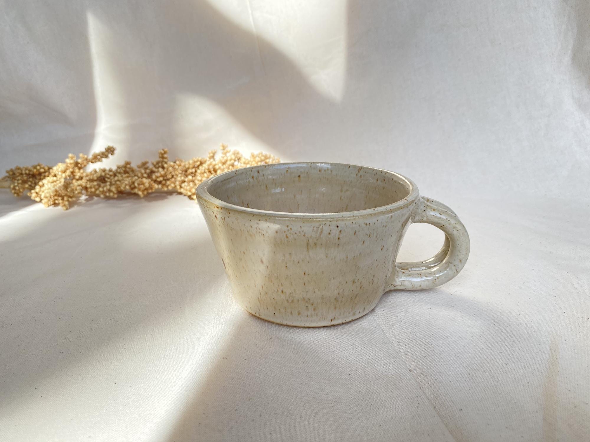 Handmade Stoneware Coffee Mug: Rustic Ceramic Cappuccino Cup