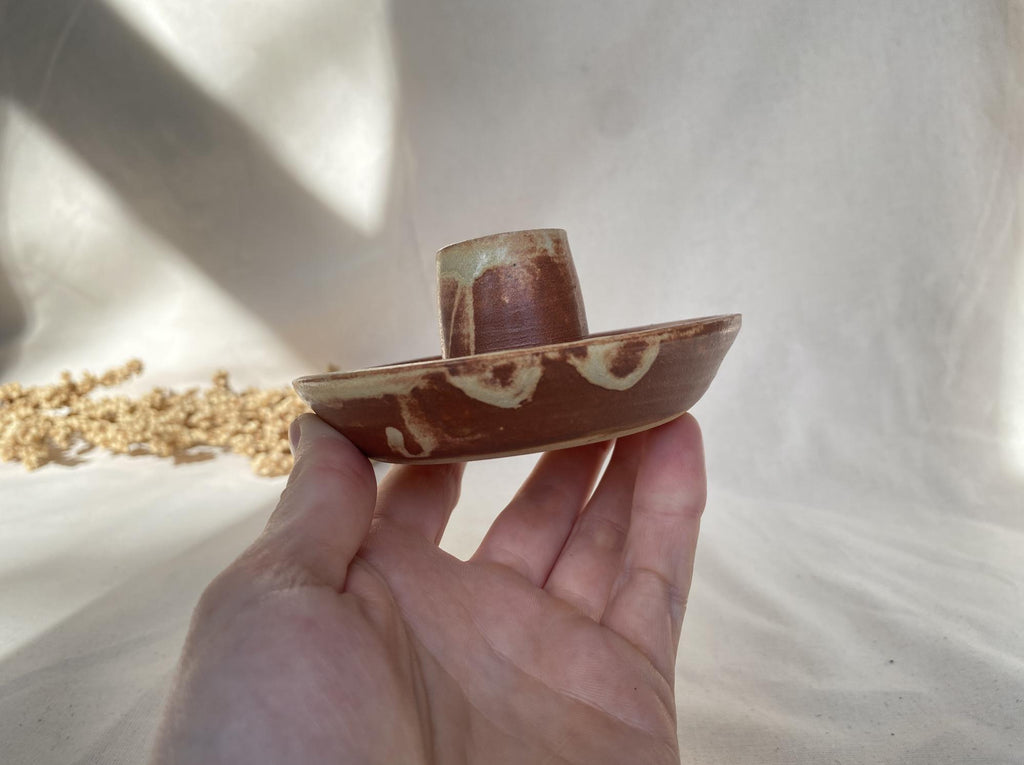 Handmade Ceramic Candle Stick Holder: Rustic Taper Holder
