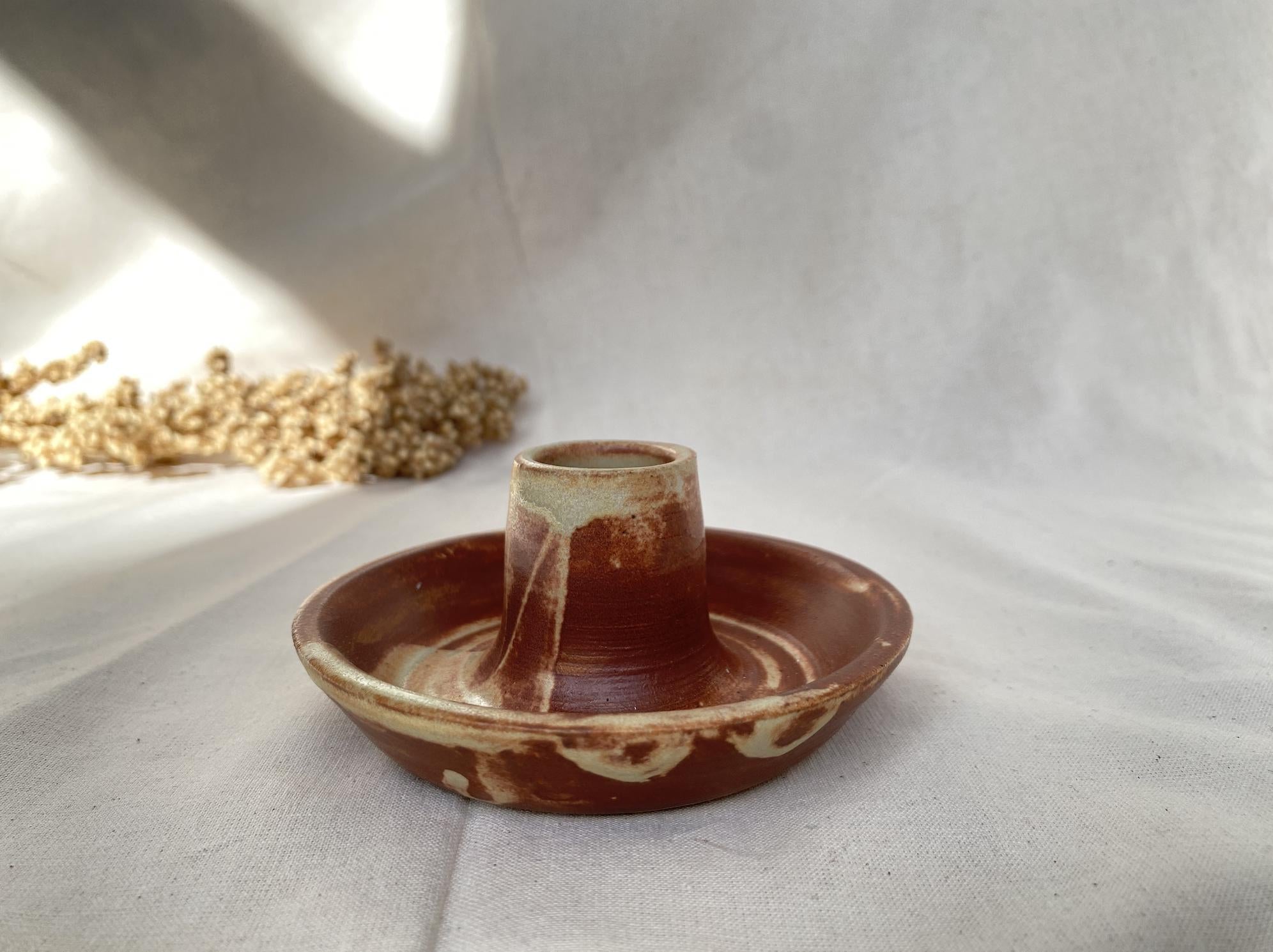 Handmade Ceramic Candle Stick Holder: Rustic Taper Holder