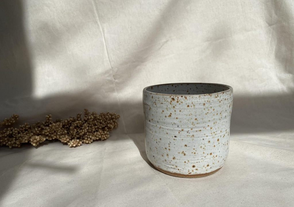 Handmade Speckled Ceramic Planter Pot: Neutral Indoor Planter